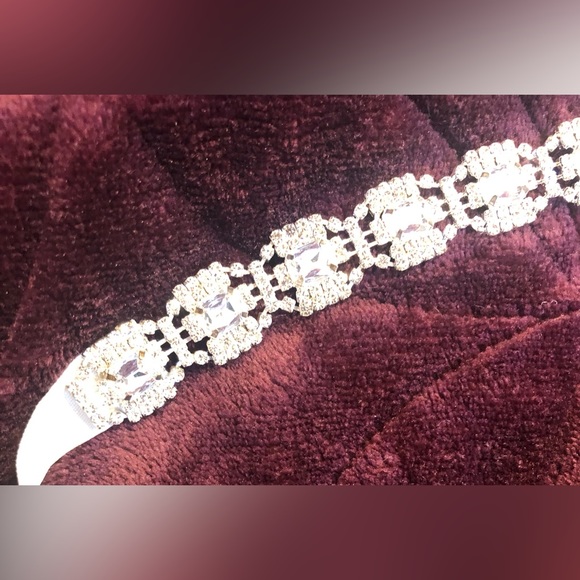 Jeweled belt with soft champagne colored silk ties (one size) - Picture 3 of 6